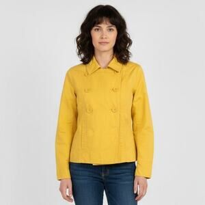 L.L. Bean Button Down Jacket Womens Size XS Umbrella Lining Long Sleeve Yellow